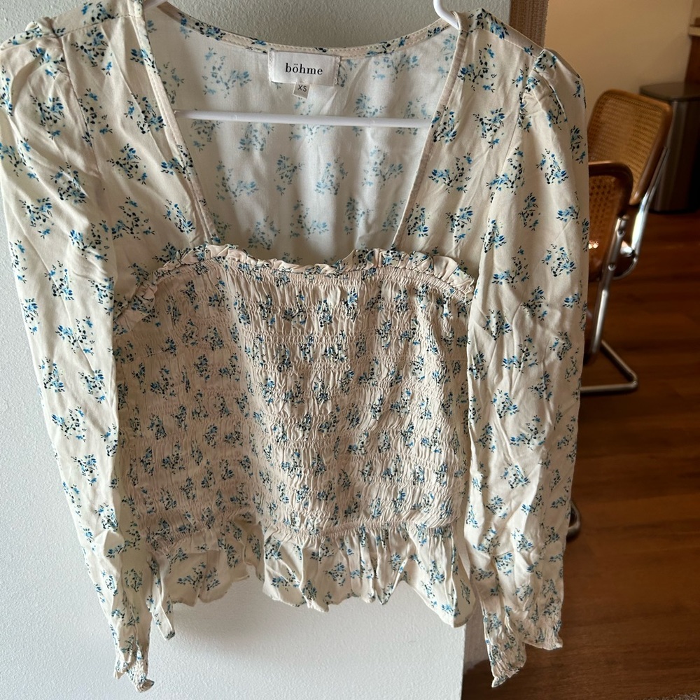 Bohme square neck long sleeve blouse